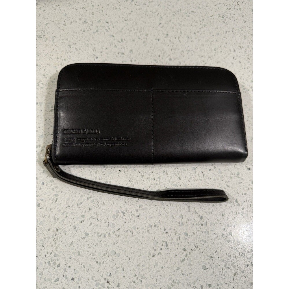Tincho & Lola Wristlet La Monte Wallet Argentina Black Leather Zipper 14+ Cards